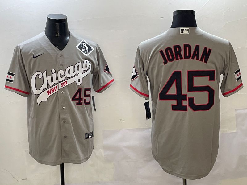Men Chicago White Sox #45 Jordan Grey Fashion Game 2025 Nike MLB Jersey style 2->chicago white sox->MLB Jersey